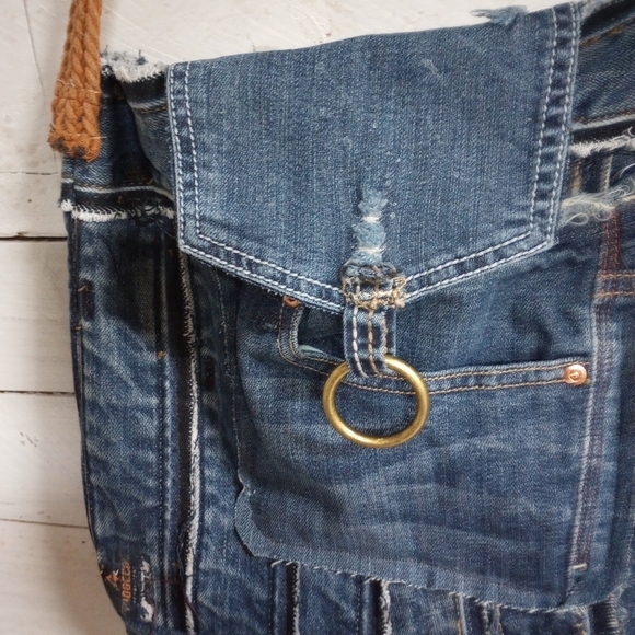 Women's Purse Handbag in Recycled Jeans and Fabric, Inside Lining. - Picture 6 of 9